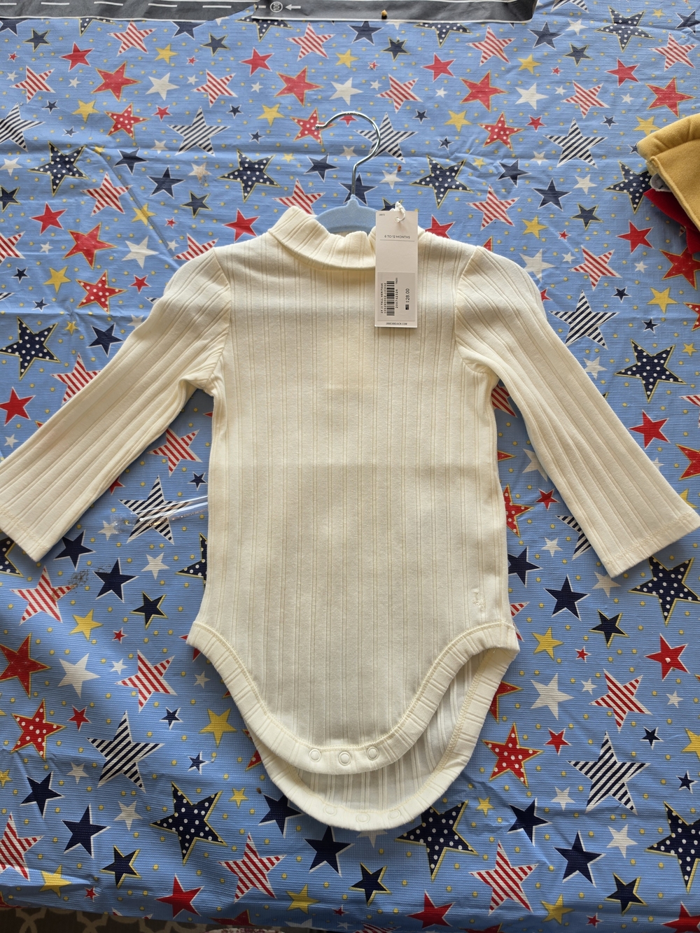 NWT Janie and Jack Cream Ribbed Long-Sleeve One-Piece Bodysuit